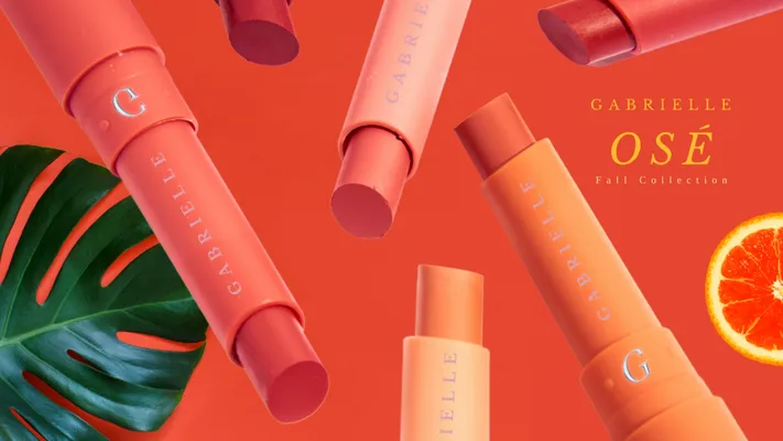 An advertisement for a fall lipstick collection
