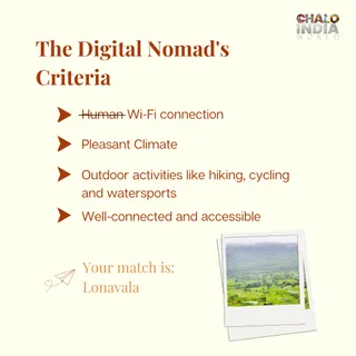 Social media post- The Digital Nomad’s travel criteria
